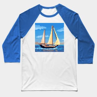 Pixel Boat Baseball T-Shirt